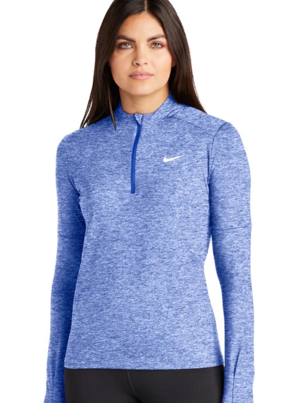 Nike Women's Heather Royal Blue Quarter-Zip Long Sleeve Top